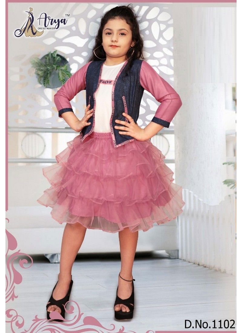 Pink Colour Arya Kriti Party Wear Soft Net frock Collection 1102